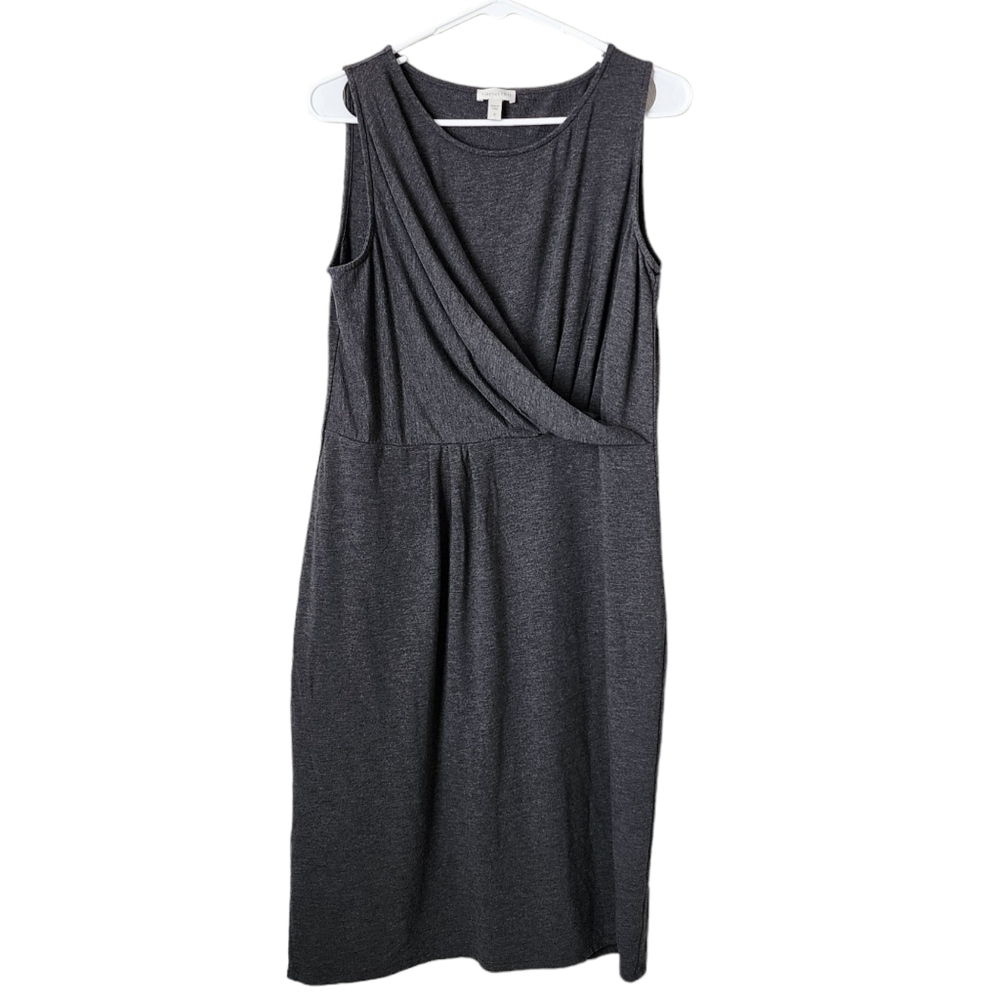 GARNET HILL Cross-Pleated Knit Dress in grey size Small